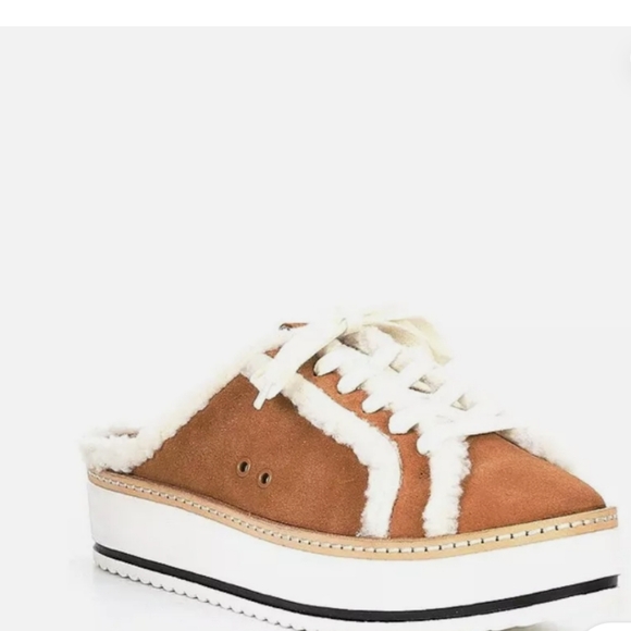 Chelsea & Violet Shoes - Chelsea & Violet Cozy Faux Shearling Suede Platform Mule 